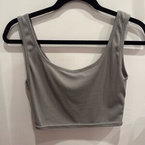 Size 10 brand new with tags NWT Shake charcoal grey gray ribbed scoop neck crop